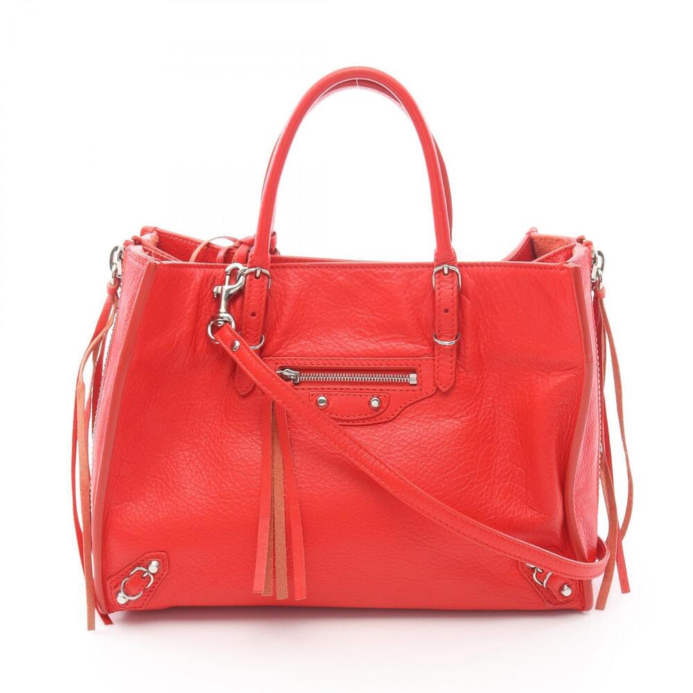 Balenciaga PAPIER ZIP AROUND Paper Handbag Leather Red